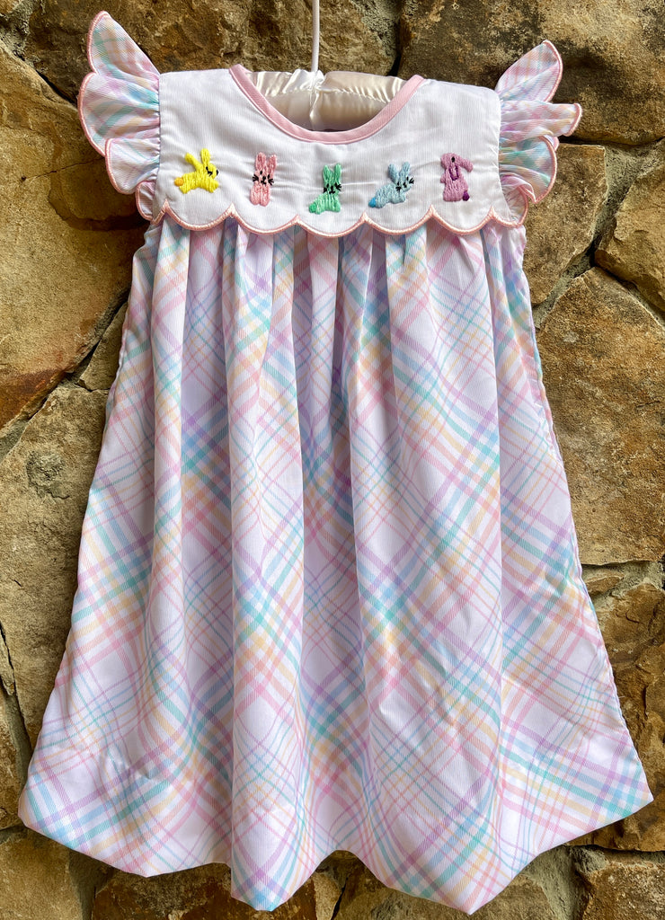 *Easter Bunny Pastel Plaid Dress