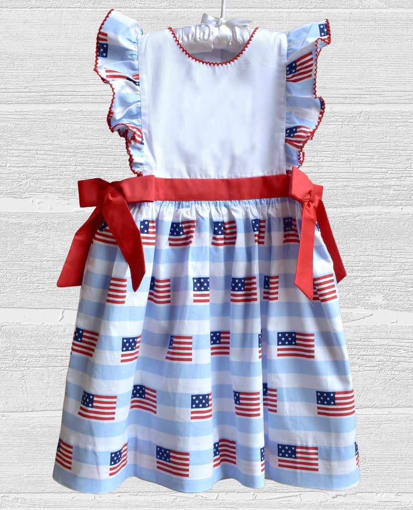 American Flag Dress- Red White and Blue - Smocked A Lot, LLC