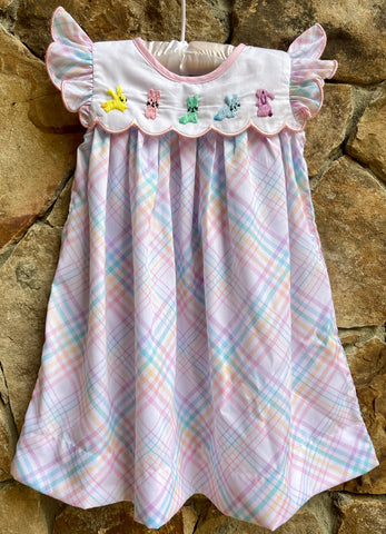 Easter Bunny Pastel Plaid Dress