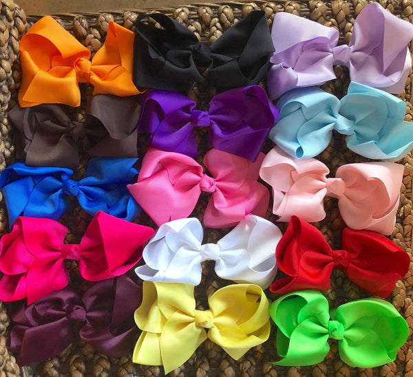 "A Bow in Every Color" Lot of 15- BIG 6" Hair Bows! Variety pack of colors - Smocked A Lot, LLC