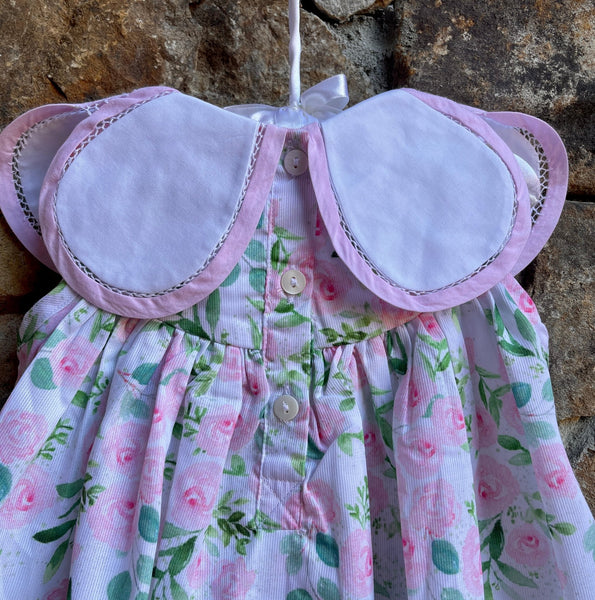 Blessed Redeemer Easter Floral Cross Dress with Scalloped Collar - Smocked A Lot, LLC
