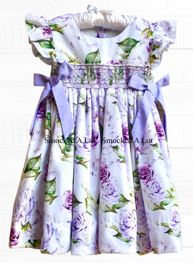 ワンピース Liilu Terry Smocked Dress - Lavender 6Y Liilu Terry Smocked Dress (Lavender) | Jean + Hadley